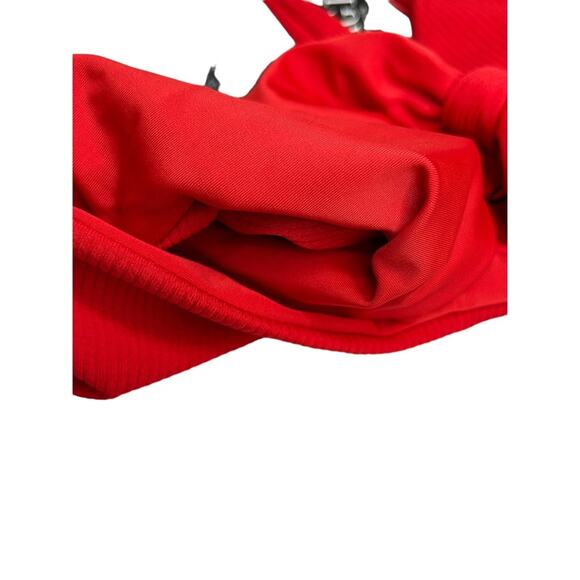 OMKAGI Red Ribbed Tie Front Bikini Top NWT Size Large - Picture 8 of 11